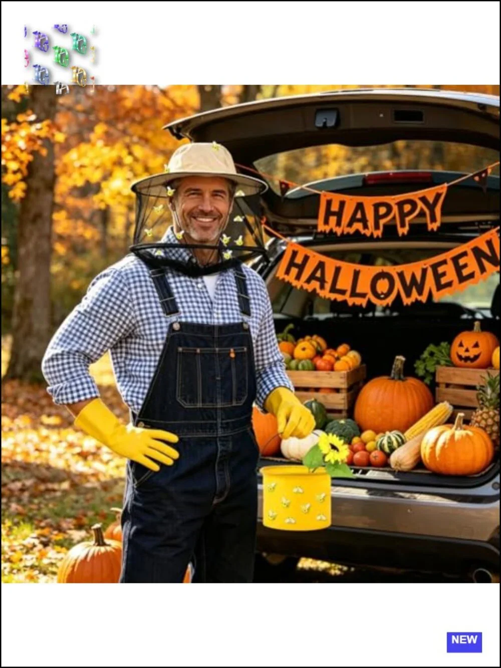 Adult Beekeeper Halloween Costume Set with Hat Gloves Accessories